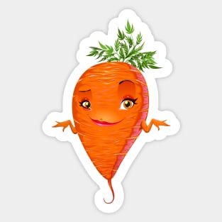 Cute Sassy Carrot Veggie Mascot Sticker